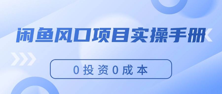 闲鱼风口项目实操手册，0投资0成本，让你做到，月入过万，新手可做-村长副业网