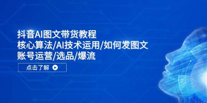 抖音AI图文带货教程：核心算法/AI技术运用/如何发图文/账号运营/选品/爆流-村长副业网
