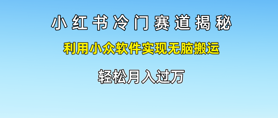 小红书冷门赛道揭秘,轻松月入过万，利用小众软件实现无脑搬运，-村长副业网