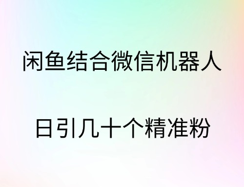闲鱼结合微信机器人，日引几十个精准粉-村长副业网