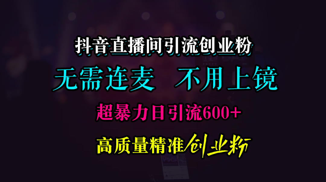 抖音直播间引流创业粉，无需连麦、无需上镜，超暴力日引流600+高质量精准创业粉-村长副业网