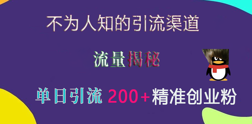 不为人知的引流渠道，流量揭秘，实测单日引流200+精准创业粉-村长副业网