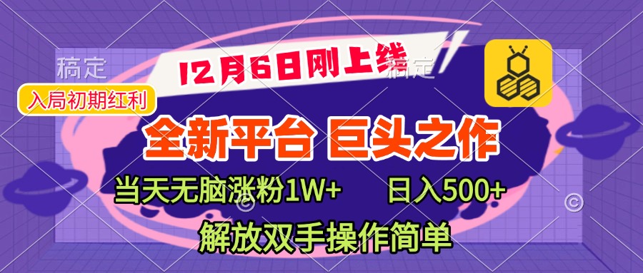 全新引流平台，巨头之作，当天无脑涨粉1W+，日入现500+，解放双手操作简单-村长副业网