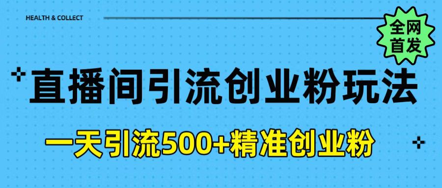 直播间引流创业粉玩法，一天轻松引流500+精准创业粉-村长副业网