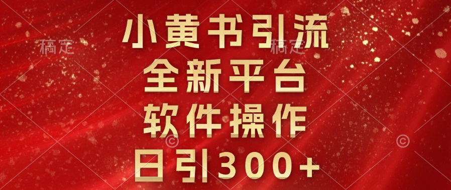 小黄书引流，全新平台，软件操作，日引300+-村长副业网