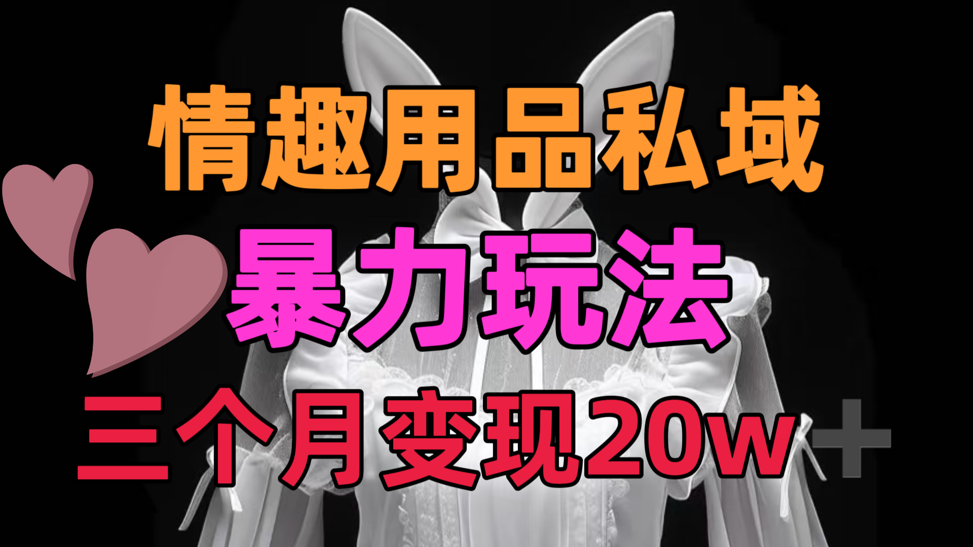 情趣用品私域，25年最新暴力玩法，三个月变现20w➕-村长副业网