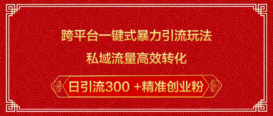 跨平台一键式暴力引流玩法，私域流量高效转化日引流300 +精准创业粉-村长副业网