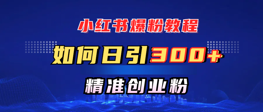 小红书爆粉教程，如何日引300+创业粉，快速实现精准变现！-村长副业网