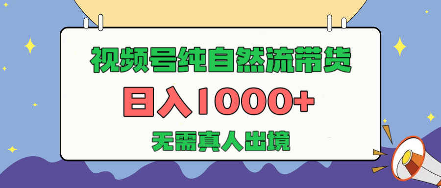 视频号纯自然流带货，日入1000+，无需真人出境，新手小白也可操作-村长副业网