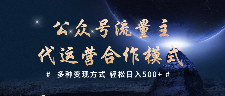 公众号流量主代运营  多种变现方式 轻松日入500+-村长副业网