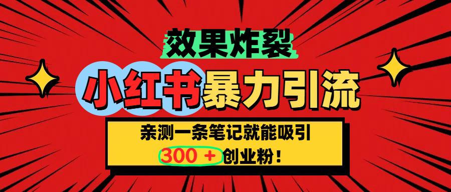 小红书炸裂玩法，亲测一条笔记就能吸引300+精准创业粉！-村长副业网