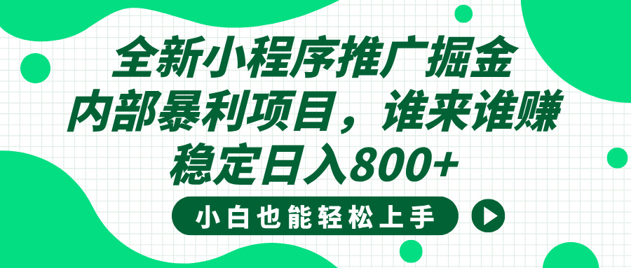 全新小程序推广掘金，内部暴利项目，小白轻松上手，稳定日入800+-村长副业网