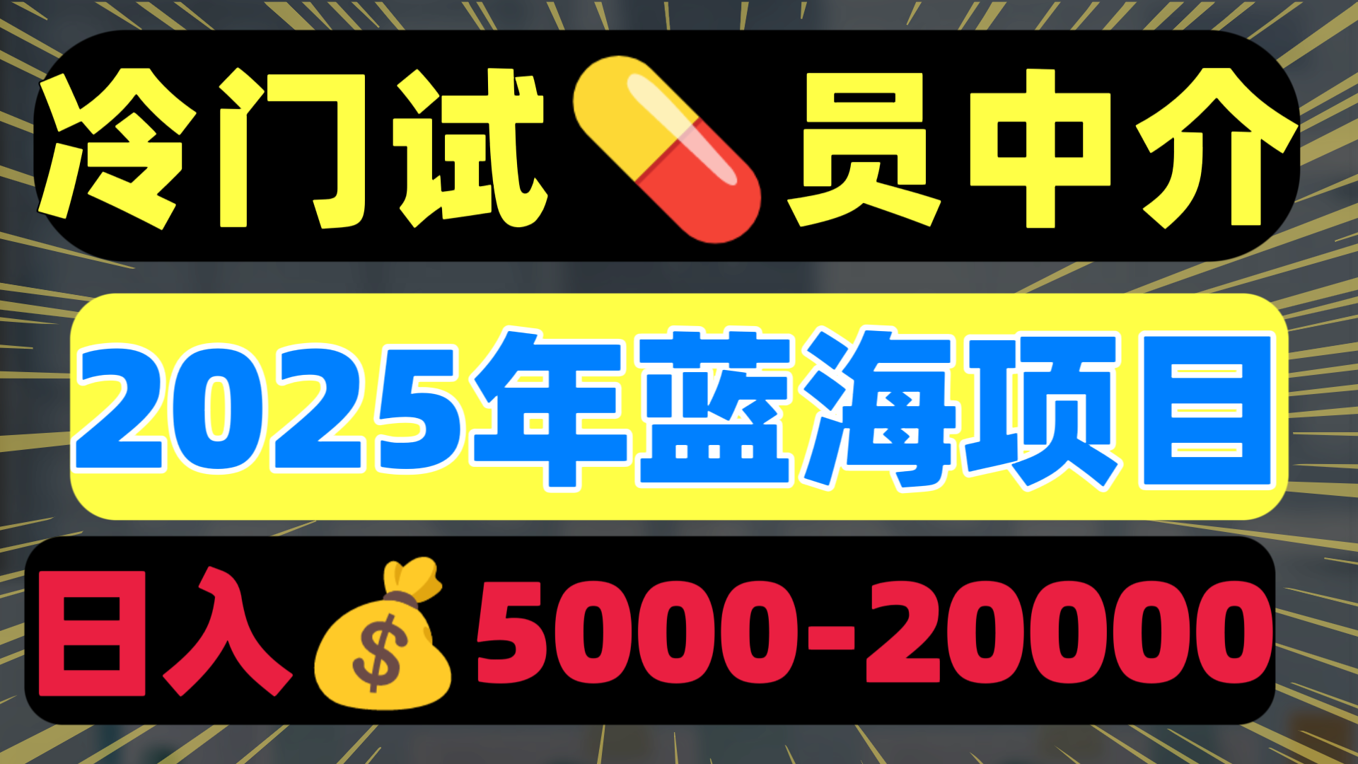 冷门暴力试药员中介日入5000+-村长副业网