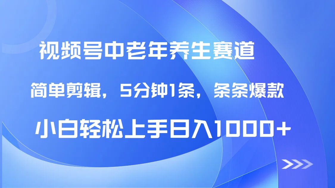 DeepSeek+既梦做视频号中老年养生赛道，条条爆款5分钟1条，轻松日入1000+-村长副业网