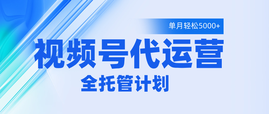 视频号代运营2.0，全程托管招募，单月轻松变现5000+-村长副业网