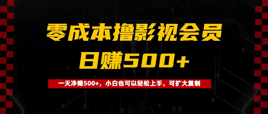 0成本撸影视会员，一天净赚500+，小白也可以轻松上手，可扩大复制-村长副业网