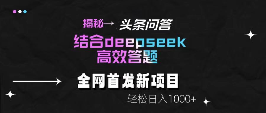 揭秘头条问答新玩法！结合deepseek高效答题，轻松日入1000+-村长副业网