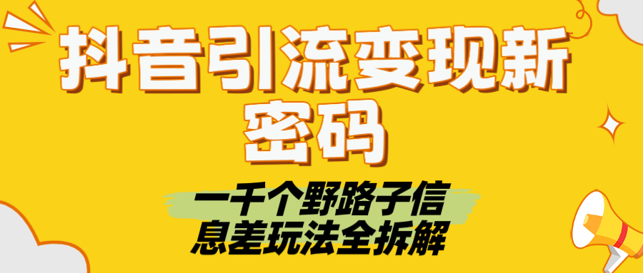 抖音引流变现新密码！一千个野路子信息差玩法全拆解-村长副业网