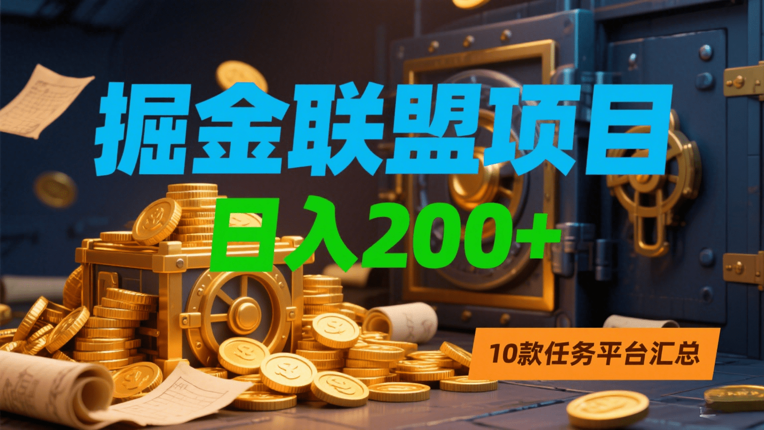 掘金联盟项目，日入200+，10款任务平台汇总-村长副业网