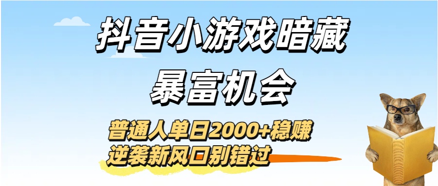 抖音小游戏暗藏暴富机会！普通人单日2000+稳赚，逆袭新风口别错过-村长副业网
