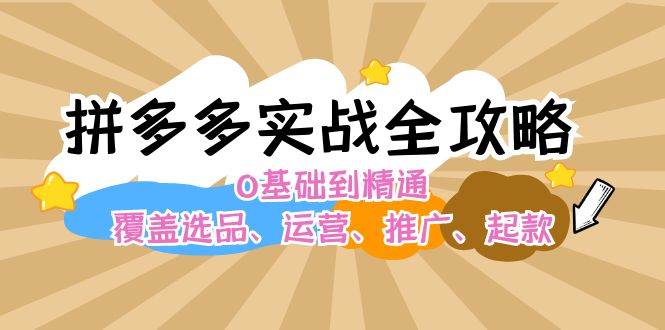 拼多多实战全攻略：0基础到精通，覆盖选品、运营、推广、起款-村长副业网