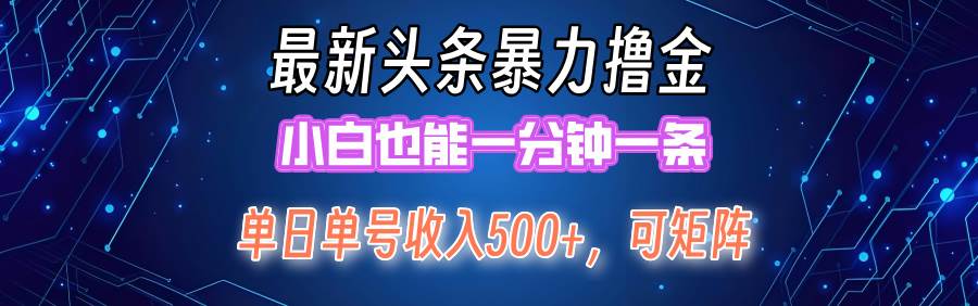 最新暴力头条掘金日入500+，矩阵操作日入2000+ ，小白也能轻松上手！-村长副业网