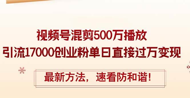 精华帖视频号混剪500万播放引流17000创业粉，单日直接过万变现，最新方…-村长副业网